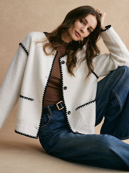 Soft Fleece Jacket Women Trim Style
