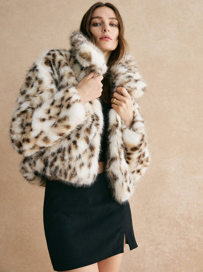 Stylish Faux Fur Jacket Leopard Print Trendy