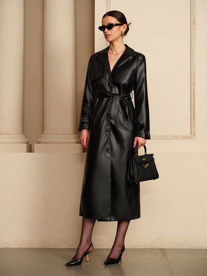Elegant Leather Trench Coat Women's Luxury Design