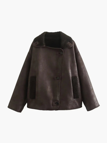 Elegant Faux Leather Jacket for Women Warm