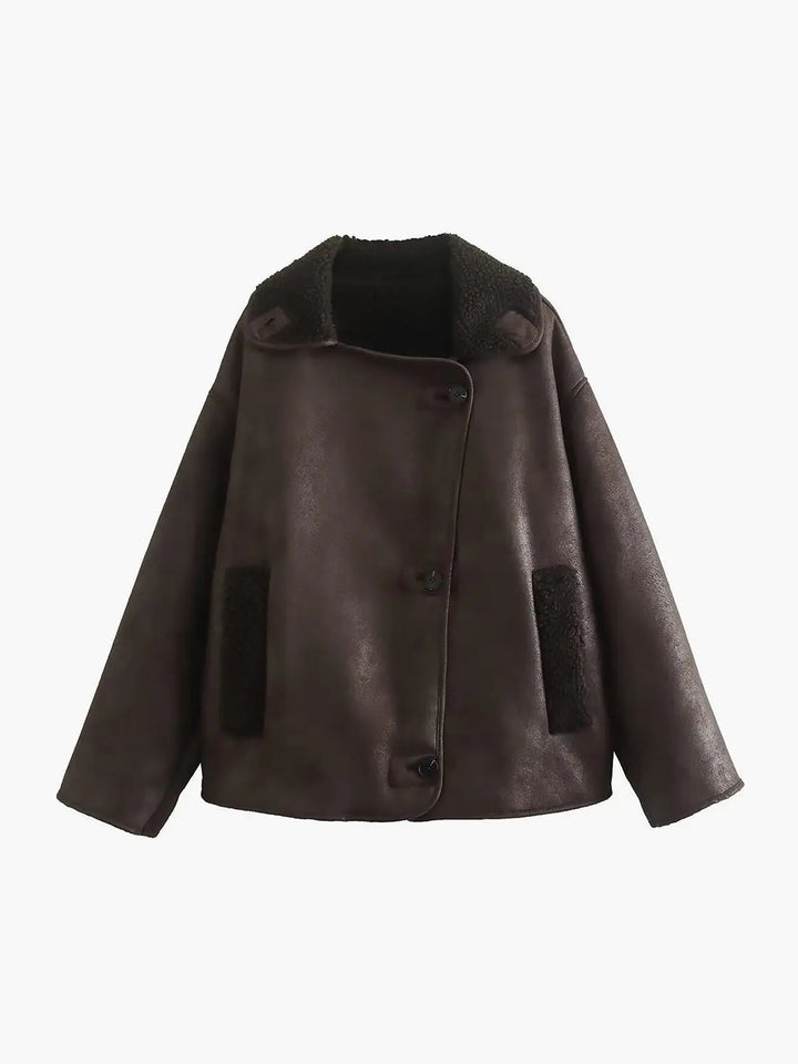 Elegant Faux Leather Jacket for Women Warm
