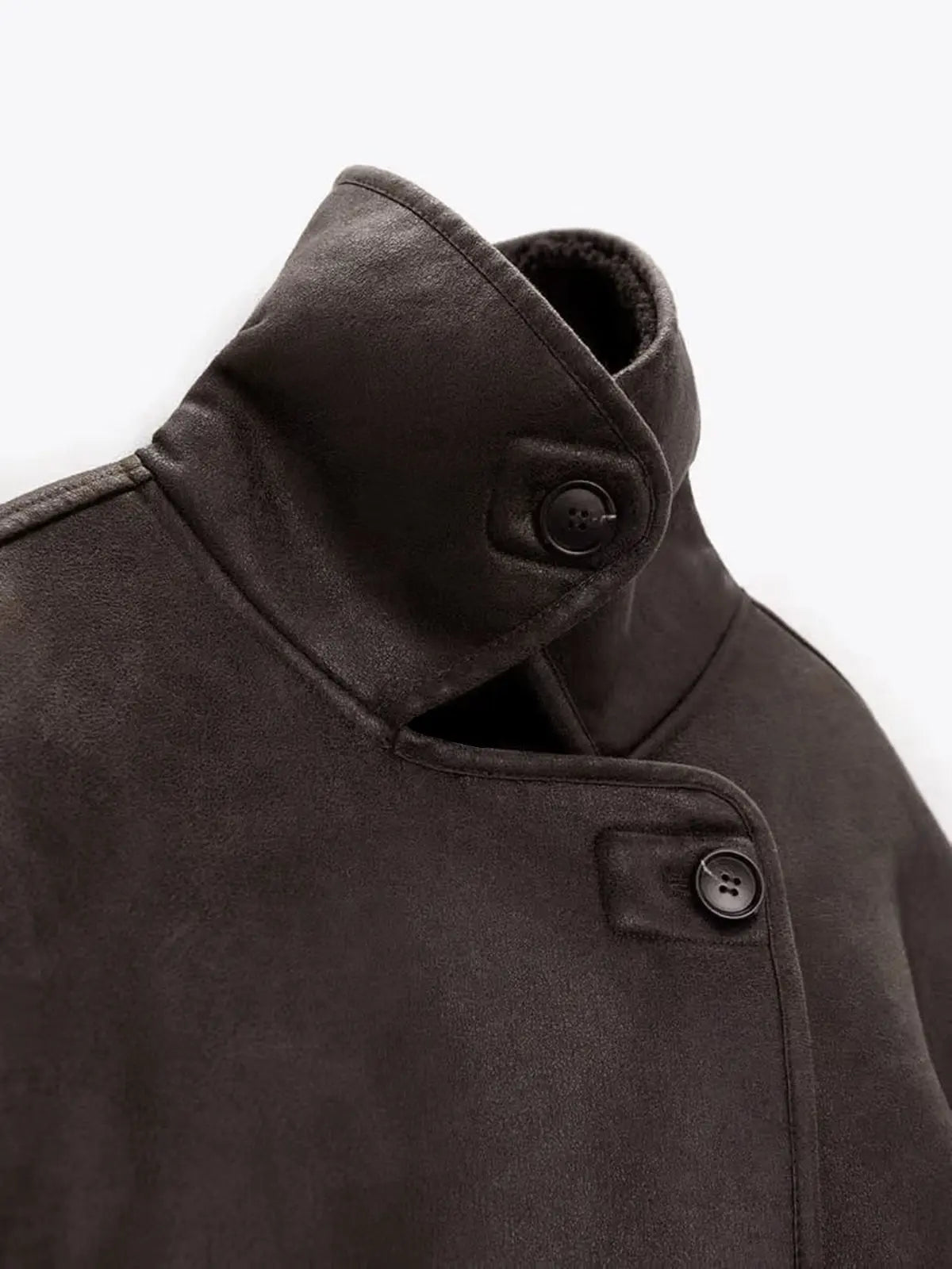 Elegante Kunstlederjacke Damen Warm - IdealeKleiden