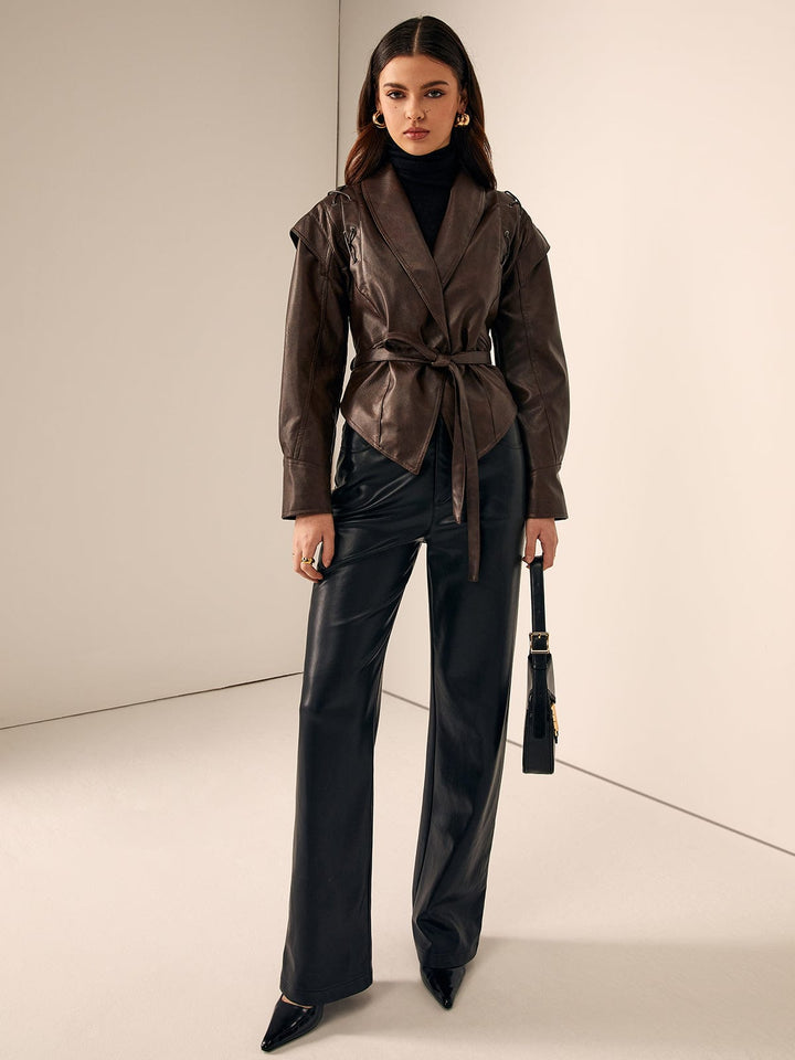 Chic Leather Jacket for Women Slim Fit