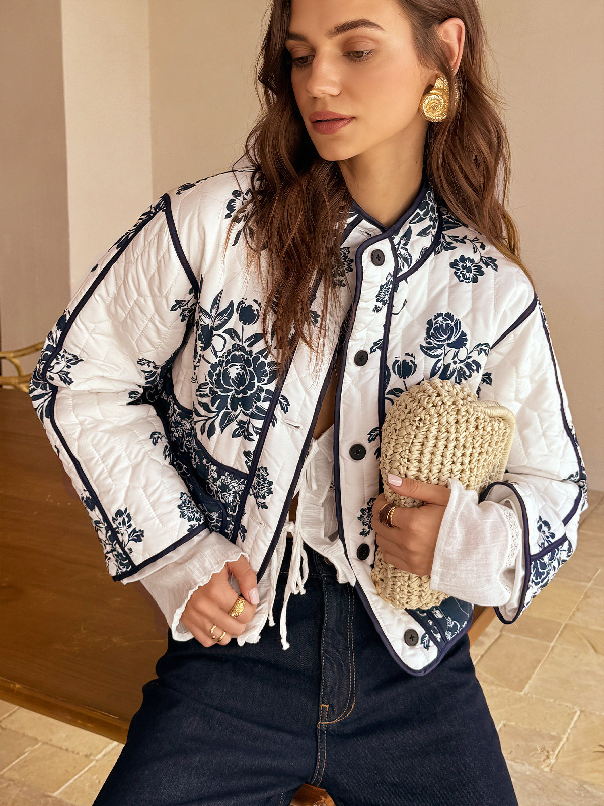 Gemütliche Bedruckte Jacke Modern Design - IdealeKleiden