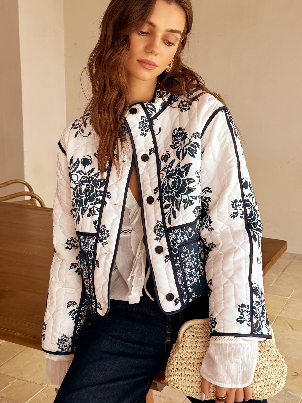Boho Chic Coat Printed Zipper Loose Fit