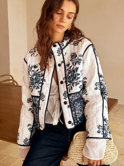 Boho Chic Coat Printed Zipper Loose Fit