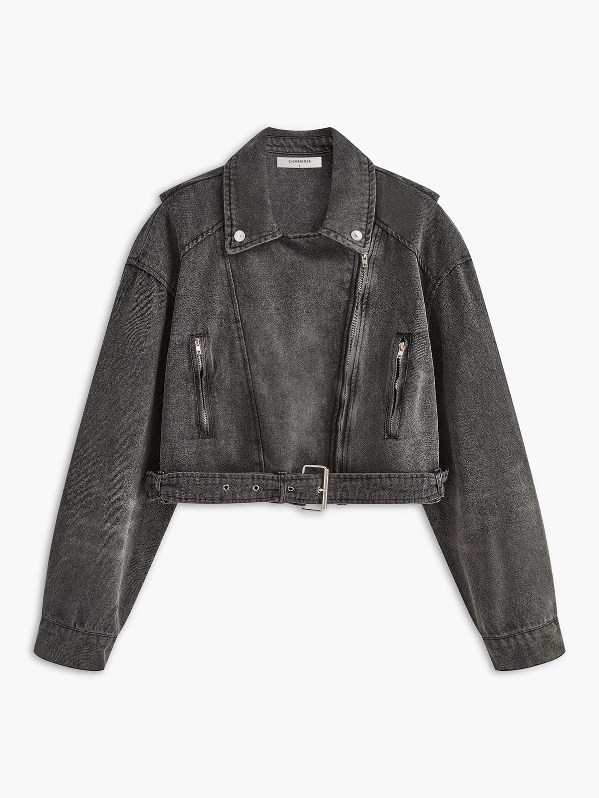 Black Denim Biker Jacket Rock Style