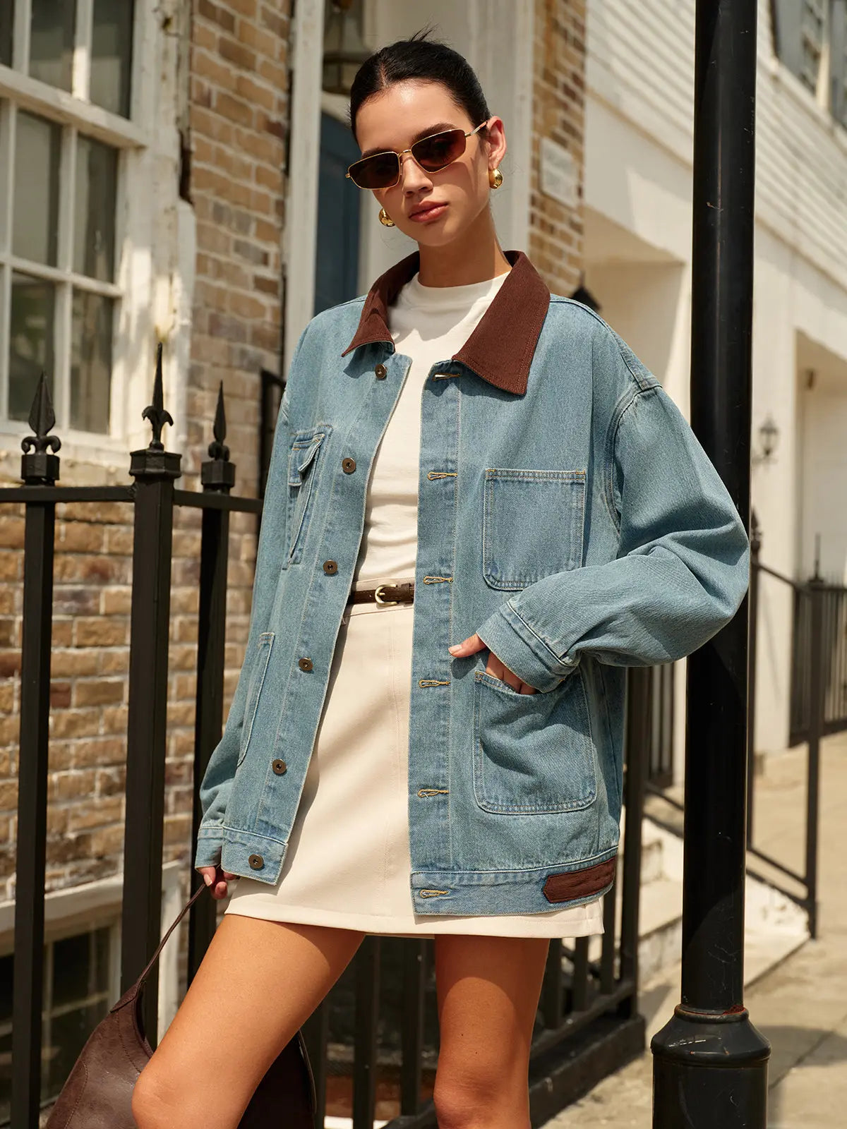 Stylish Denim Jacket Modern Contrast