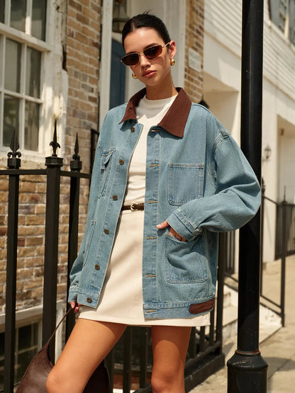 Stylish Denim Jacket Modern Contrast