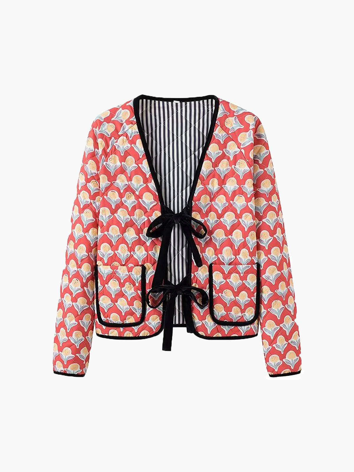 Fashionable Lace-Up Jacket with Piping Detail
