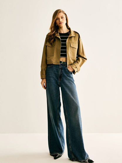Praktische Cropped Jacke Modern Lässig - IdealeKleiden