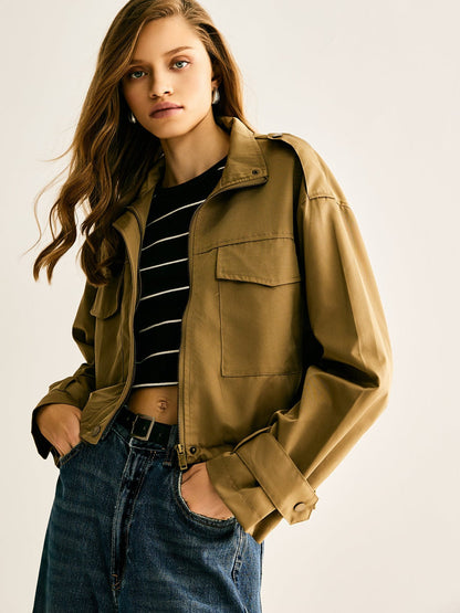 Practical Cropped Jacket Modern Casual