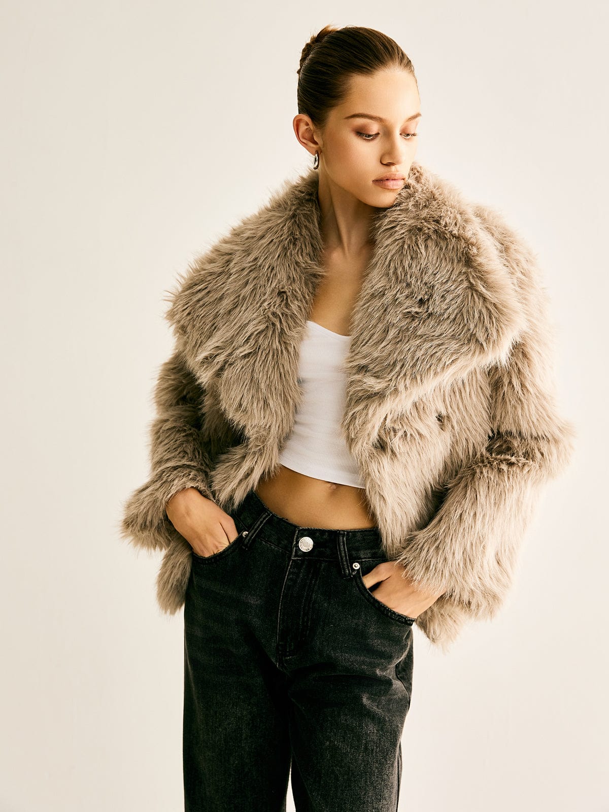 Elegante Kunstpelz-Jacke Damen - IdealeKleiden