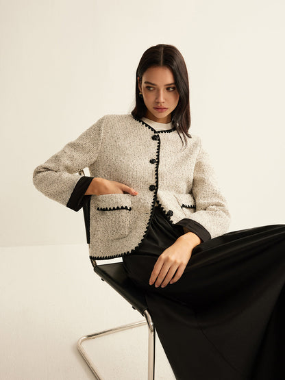 Stylische Tweedjacke Damen Kurz - IdealeKleiden