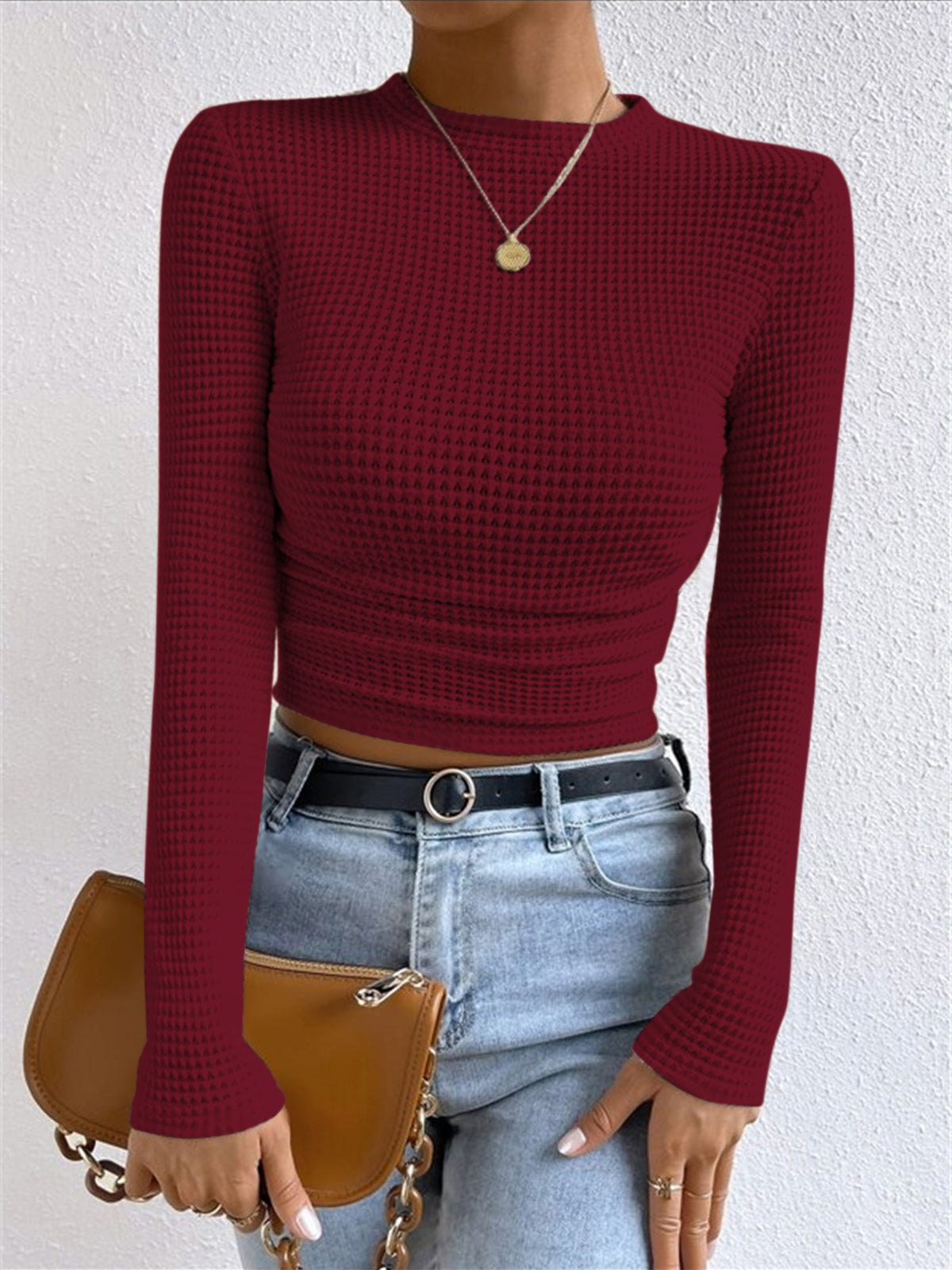 Schicke Slim-Pullover Waffelmuster Damen