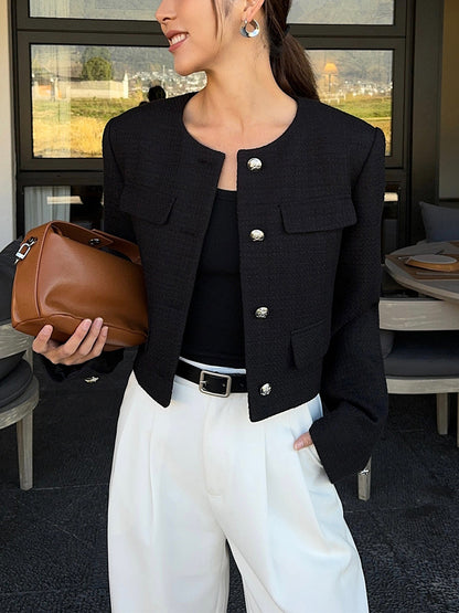 Elegant Down Jacket Women's Tweed Design