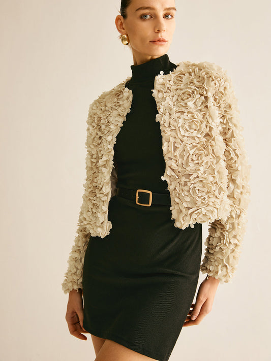Moderne Damenjacke Rundhals Ausschnitt - IdealeKleiden