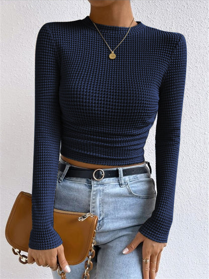 Schicke Slim-Pullover Waffelmuster Damen