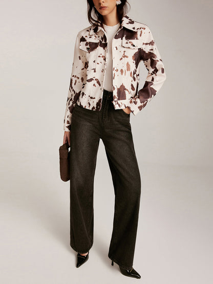 Women's Fashion Tweed Print Short Jacket
