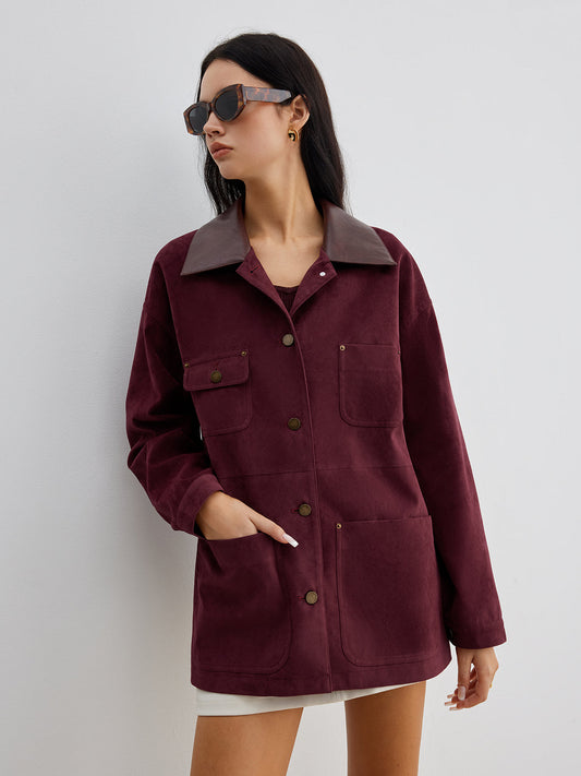 Stylische Herrenjacke Mit Kontrastkragen - IdealeKleiden