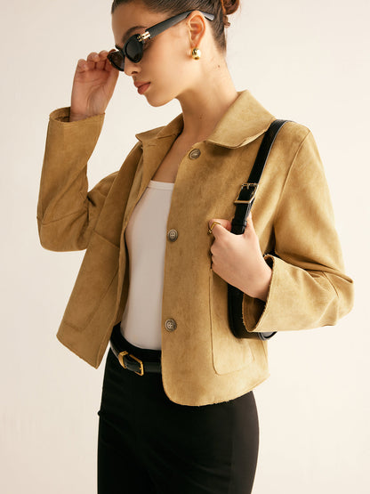 Kunstleder Bikerjacke Kurz - IdealeKleiden