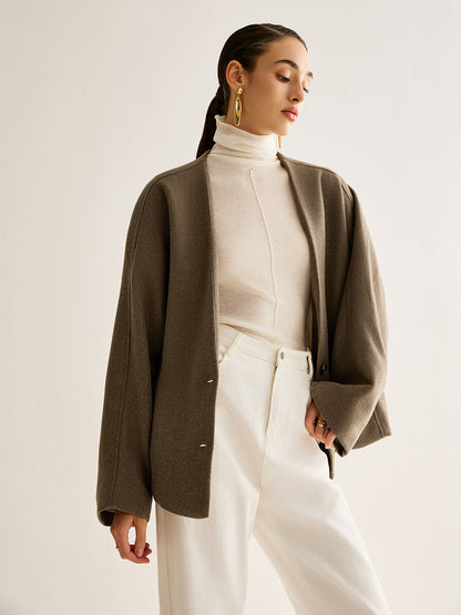 Stylische Damenjacke Halslose Warm - IdealeKleiden