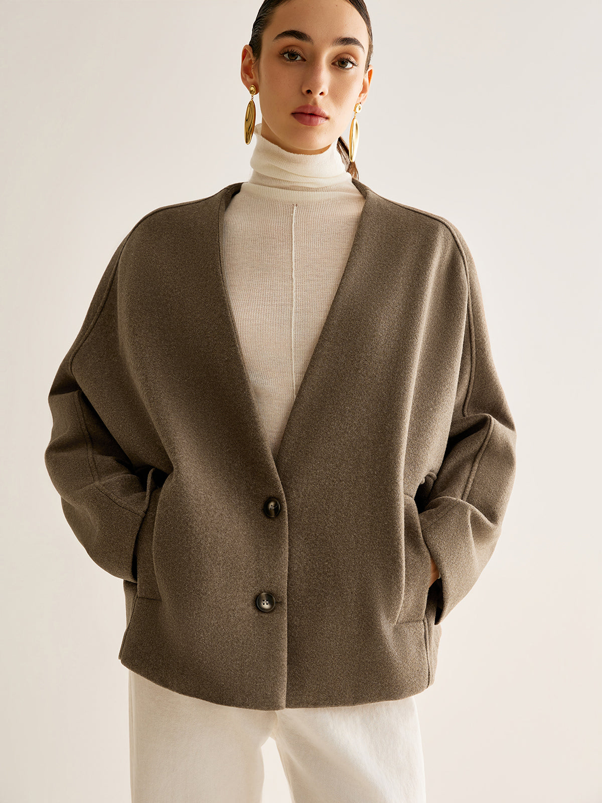 Stylish Women's Jacket Collarless Warm