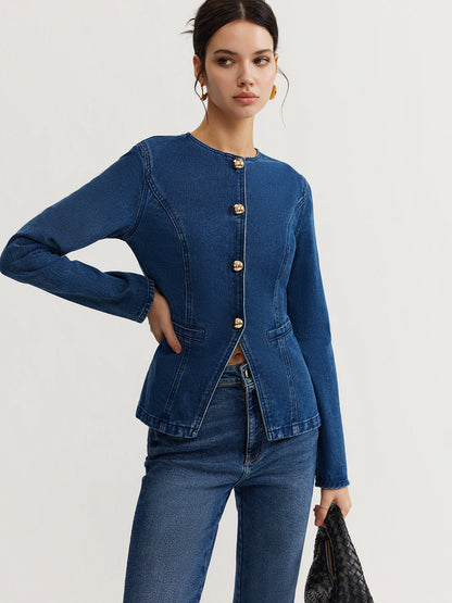 Slim Down Jacket Denim Look