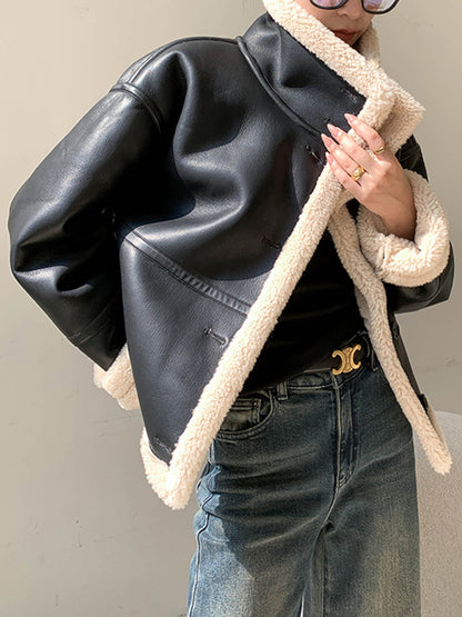 Women's Warm Lined Leather Jacket