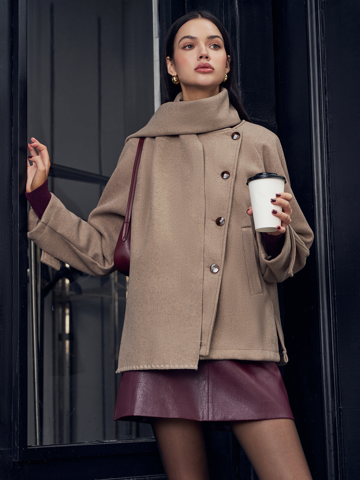 Elegant women's jacket with scarf accessory