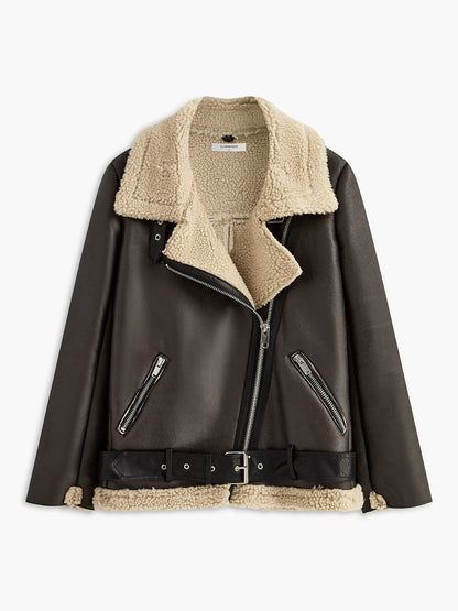 Soft fleece jacket with belt for women's wardrobes