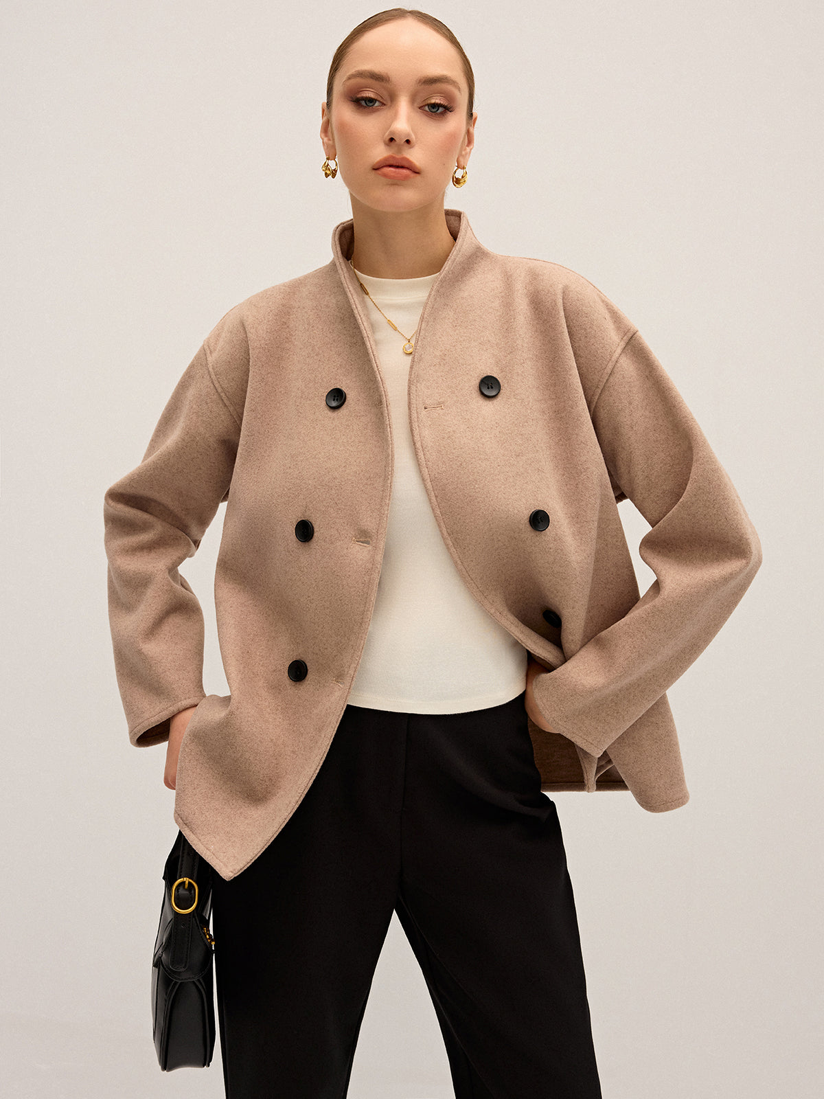 Weite Oversize Jacke mit Knöpfen