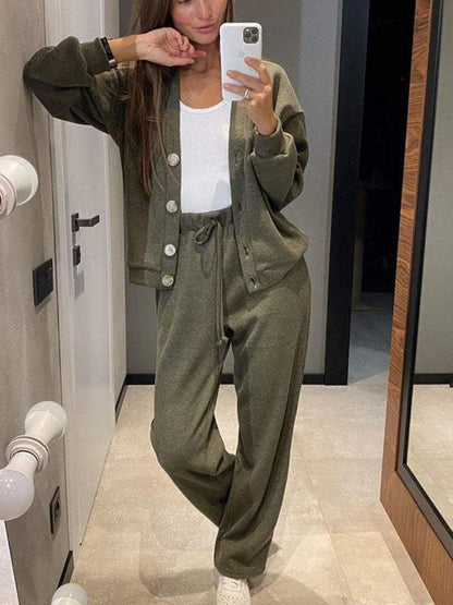 Damen Bequem Hosen-Set Lockeres Design - IdealeKleiden