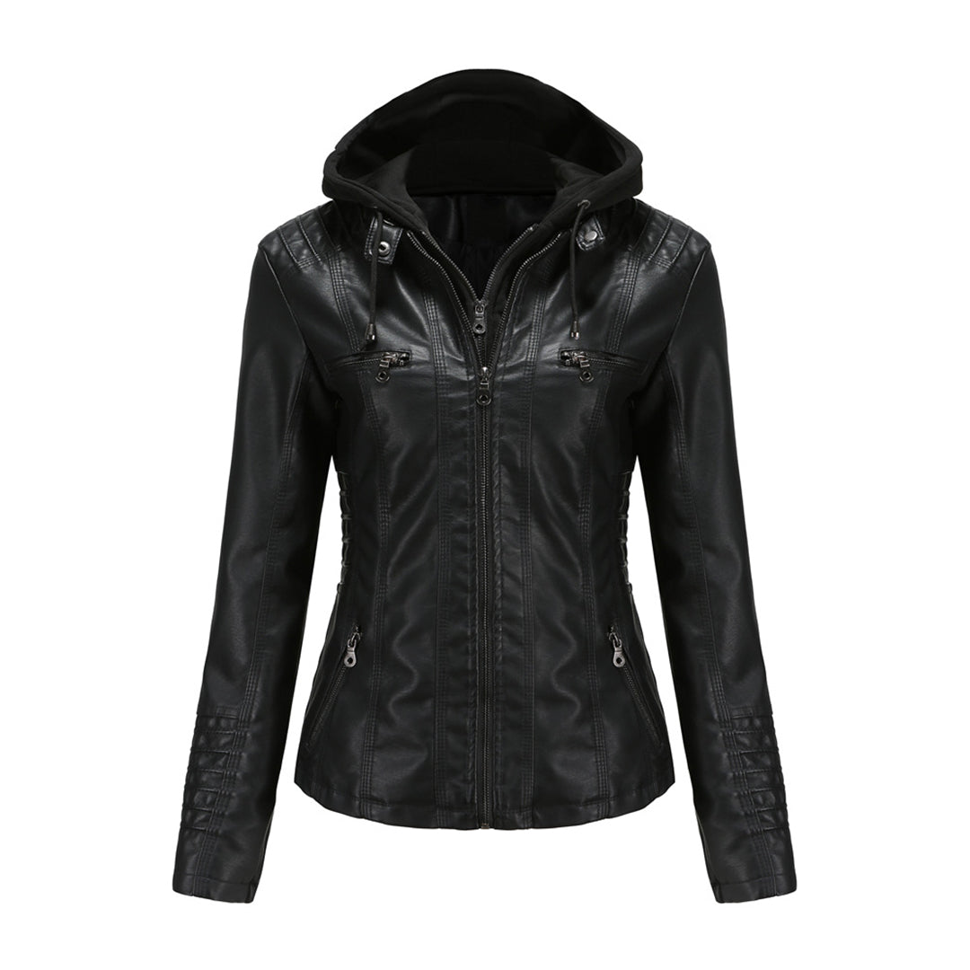 Lederjacke Mit Kapuze Slim Fit Style - IdealeKleiden