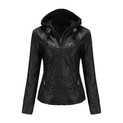 Lederjacke Mit Kapuze Slim Fit Style - IdealeKleiden
