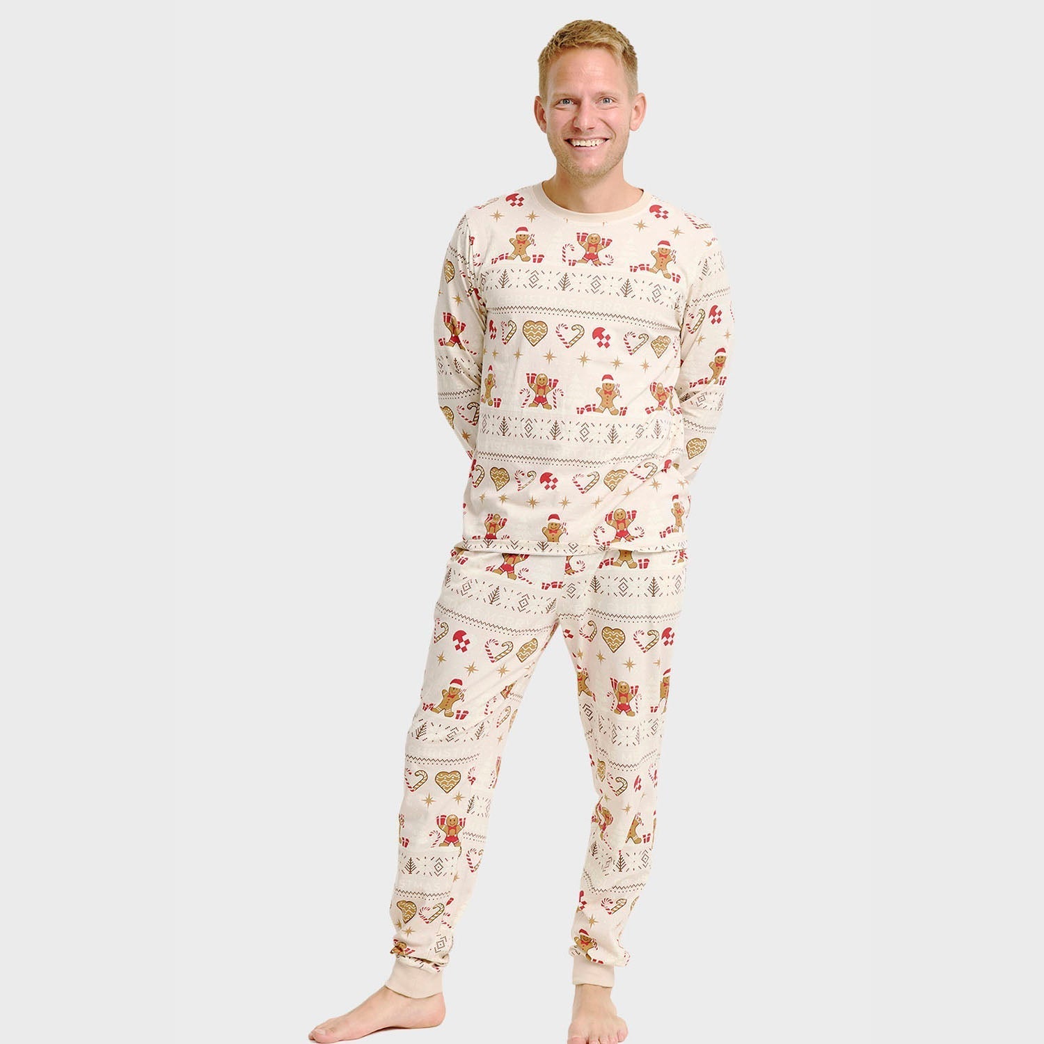 Weihnachtspyjama Beige Herren Festlich - IdealeKleiden