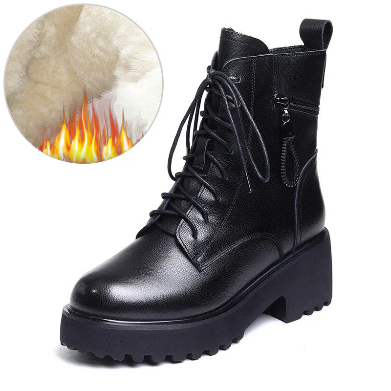 Women's Winter Boots Fur-Lined Chunky Heel Elegant