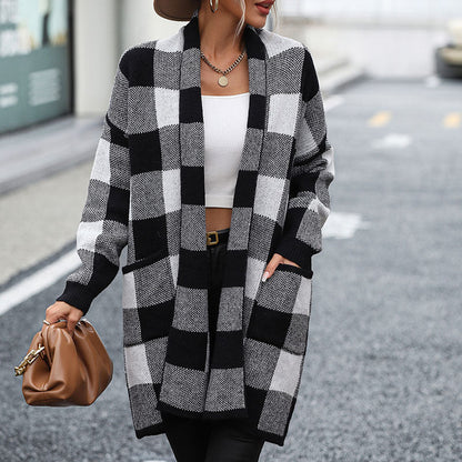 Stylish Plaid Cardigan for Women
