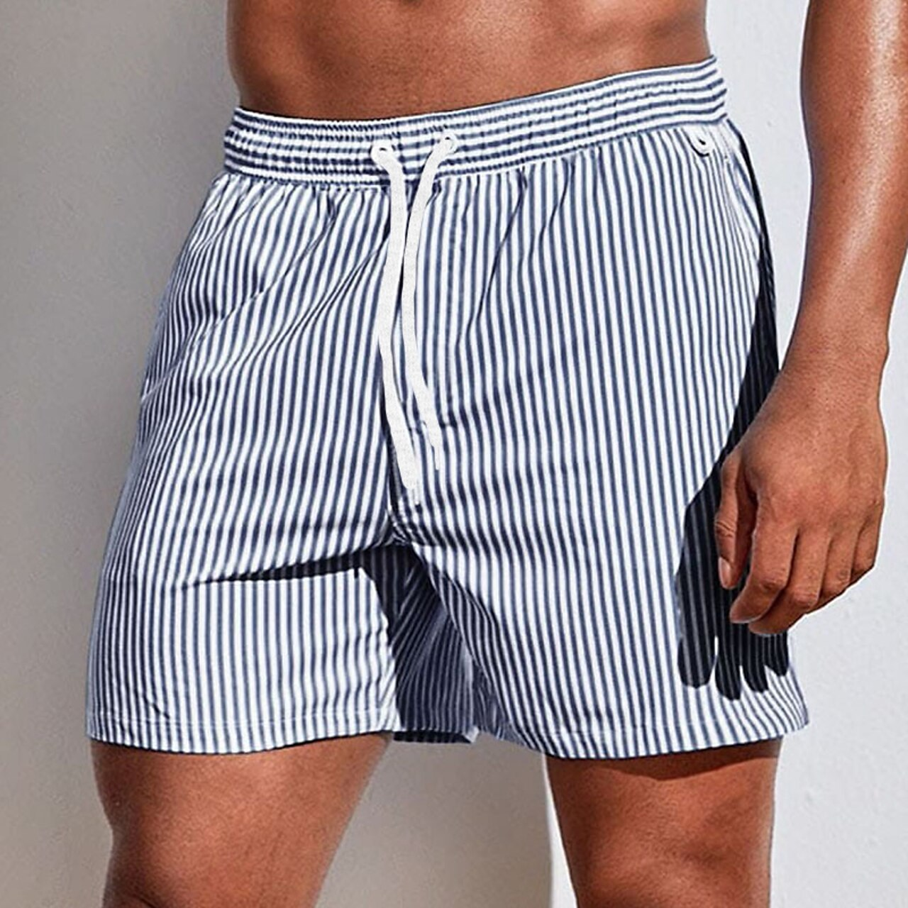 Men's Swim Shorts Striped Elastic Beach
