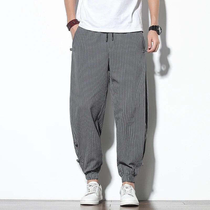 Comfortable Men's Jogger Pants Stripe Effect