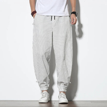 Comfortable Men's Jogger Pants Stripe Effect