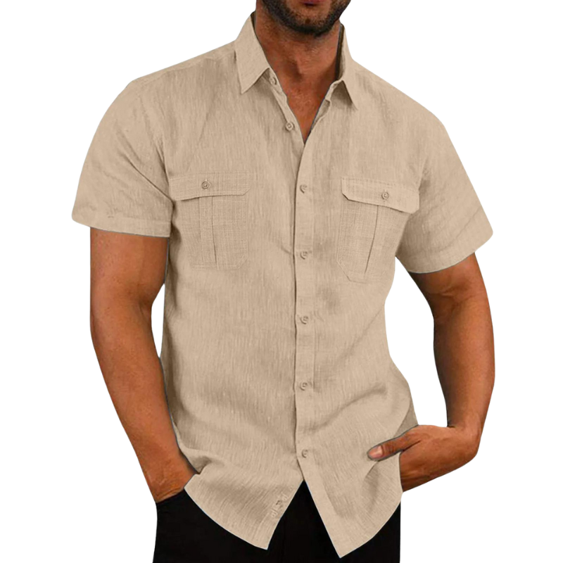 Summer Linen Blouse Short-Sleeved Elegant