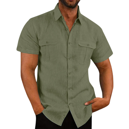 Summer Linen Blouse Short-Sleeved Elegant