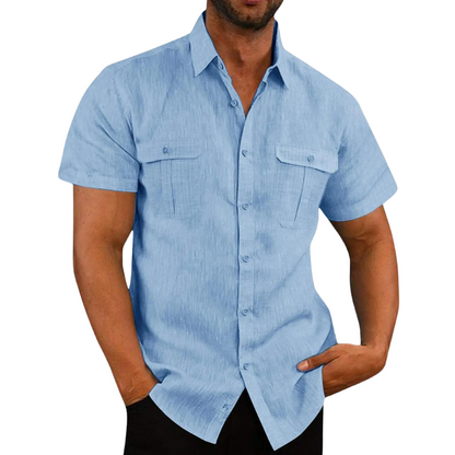 Summer Linen Blouse Short-Sleeved Elegant