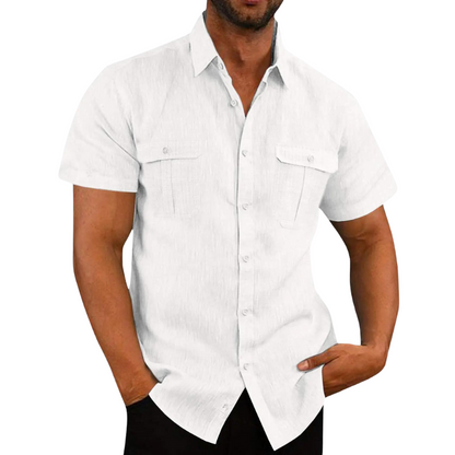 Summer Linen Blouse Short-Sleeved Elegant