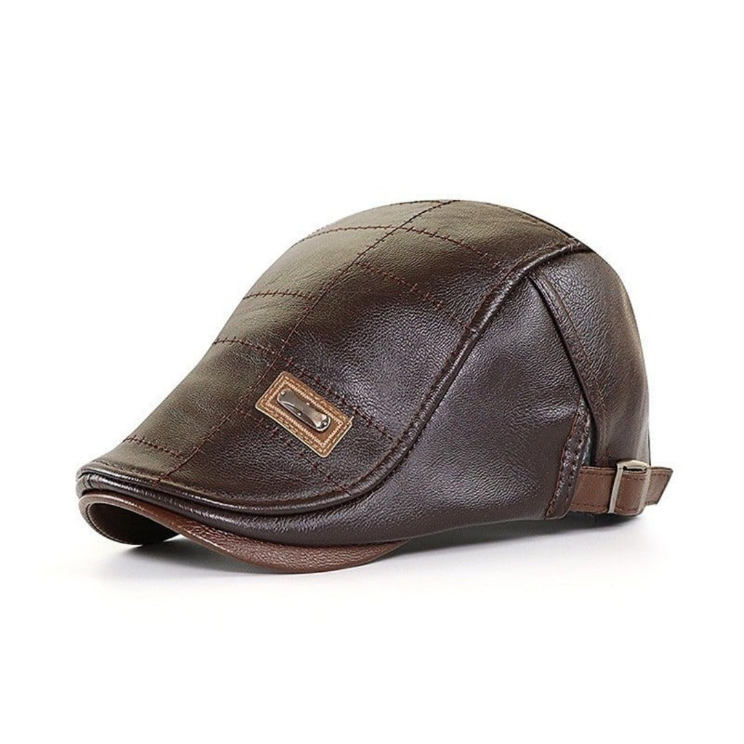 Men's Leather Flat Cap Elegant