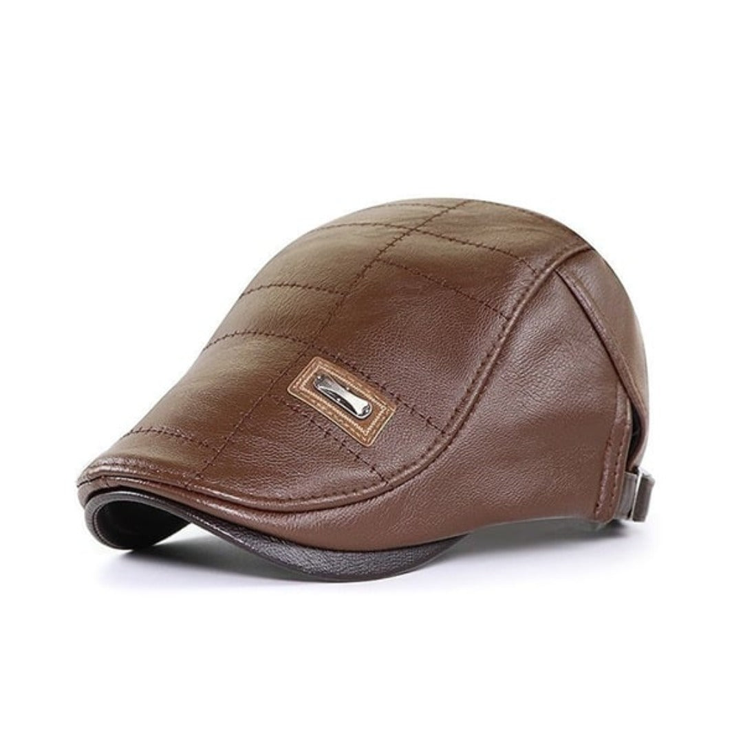 Men's Leather Flat Cap Elegant