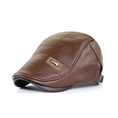 Men's Leather Flat Cap Elegant