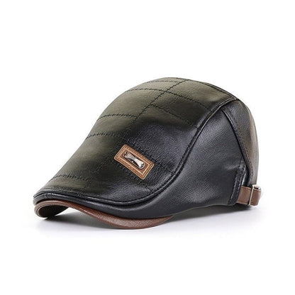 Men's Leather Flat Cap Elegant
