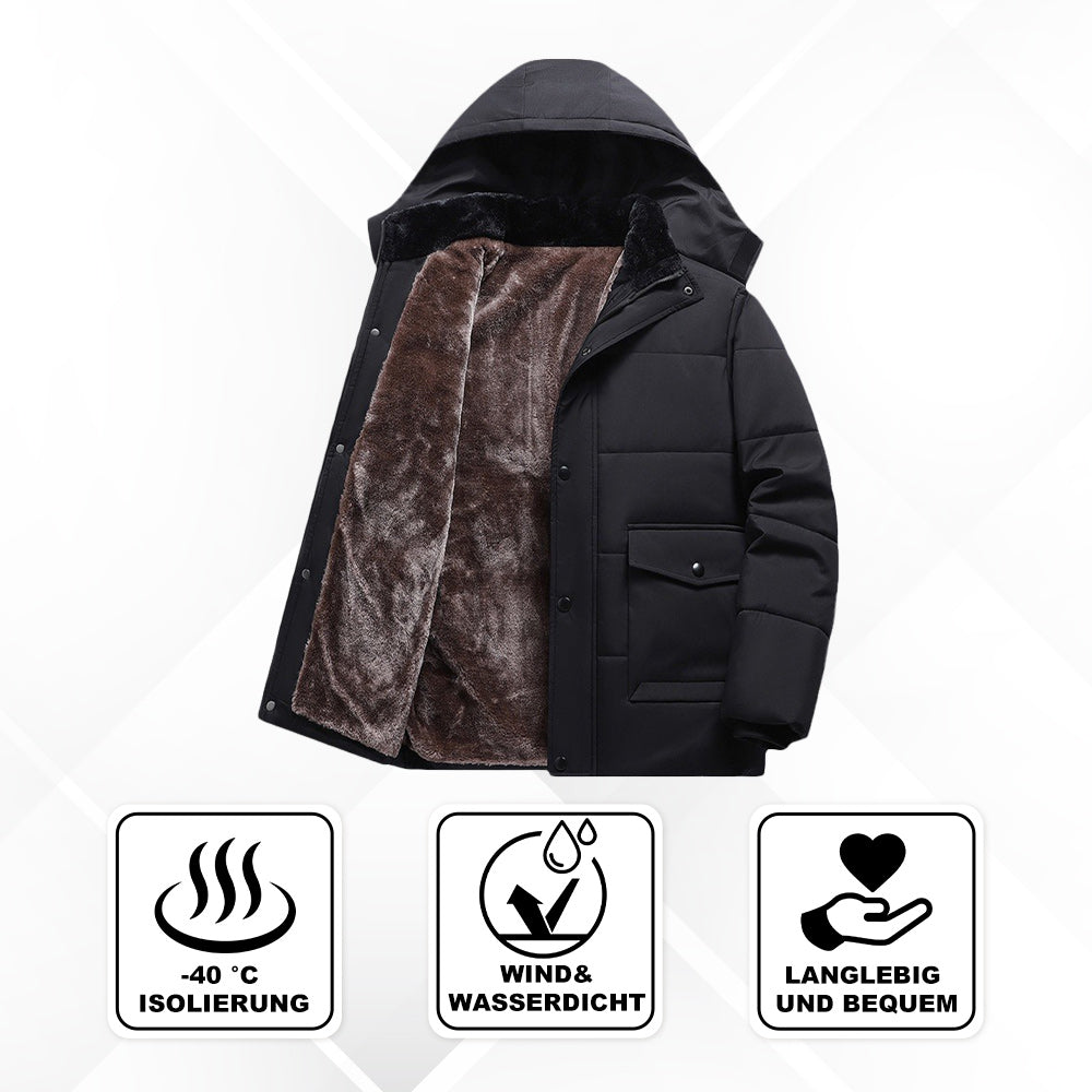 Men's Warm Hooded Parka with Pockets